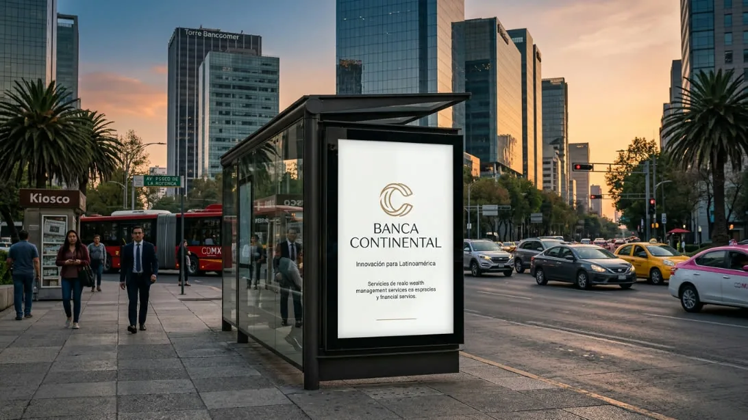 Street furniture in a business district
