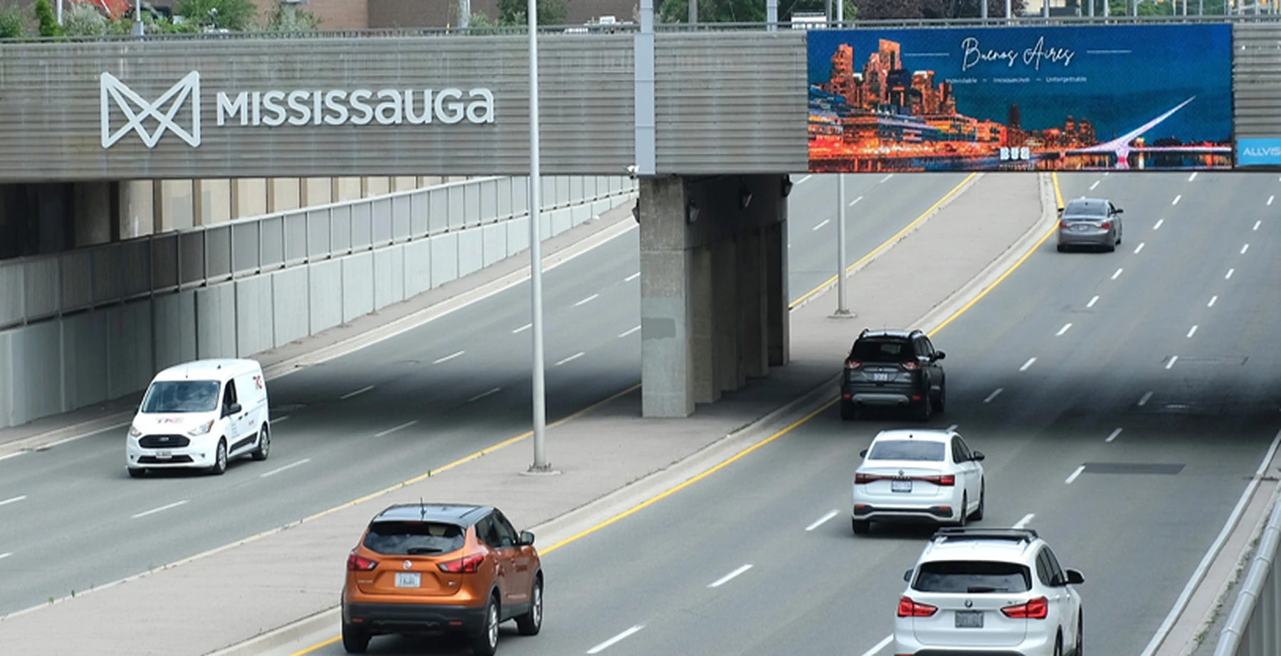 ADT 125 digital billboard over the highway, Toronto